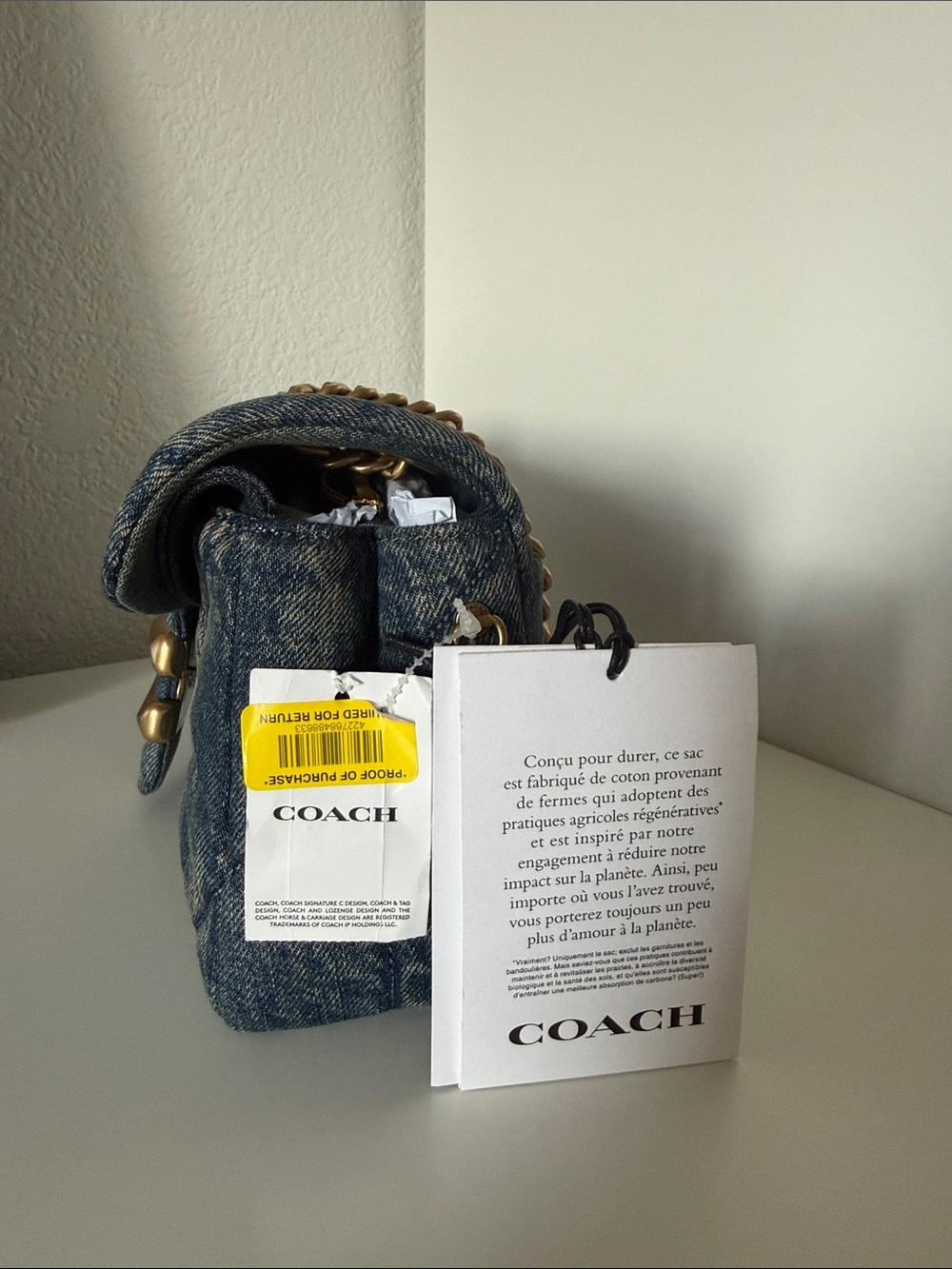 NWT 🌷Coach Tabby Quilted Denim Convertible Shoulder Bag 26 cm - Picture 7 of 14